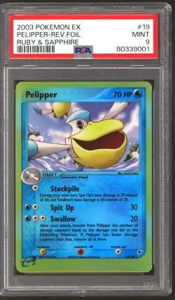 Pokemon Ruby & Sapphire Reverse Holo Foil Pelipper 19/109 PSA 9 - Image 1