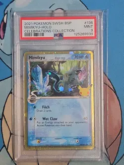 Pokemon Mimikyu TCG Holo Promo SWSH136 25th Celebrations PSA 9 - Image 1