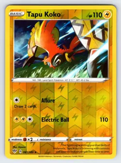 Tapu Koko 061/189 2020 Darkness Ablaze Pokemon Card TCG Reverse Holo Rare - Nm - Image 1