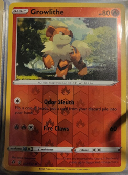 Reverse Holo Foil Growlithe # 027/192 Rebel Clash Set Pokemon Cards NM/MINT - Image 1