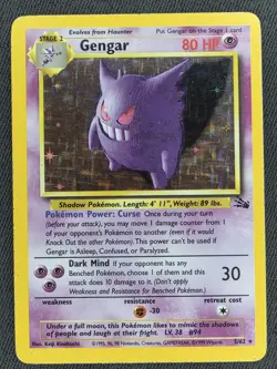 Pokemon Gengar TCG Fossil Holo Card 5/62 Unlimited Rare Vintage - Image 1