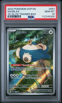 Snorlax 051 Pokemon 151 Scarlet & Violet Promo Illustration Rare GEM MT PSA 10 - Image 1