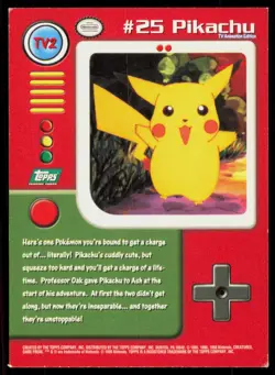 1999 Topps Pokemon TV Animation Series 1 #25 Pikachu #TV2 - Image 2