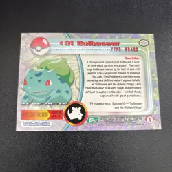 Topps Pokemon Bulbasaur #01 1999 TV Animation Edition Non Holo Green Logo NM - Image 2