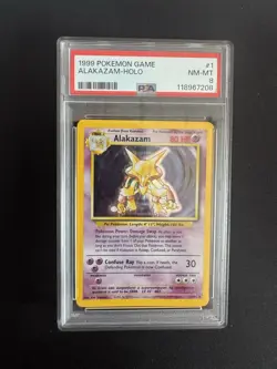 Pokemon TCG Alakazam Base Set 1/102 Holo psa 8 Mint - Image 1