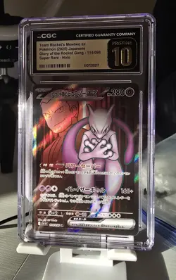 Pokemon Team Rocket's Mewtwo ex 114/098 Japanese Super Rare Holo CGC 10 JPN - Image 1