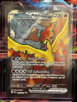 Team Rocket's Moltres ex 208/182 Sv10: Destined Rivals Rare Art Holo Pokemon TCG - Image 1
