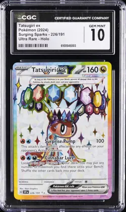 2024 POKEMON SURGING SPARKS ULTRA RARE - HOLO #226 TATSUGIRI EX CGC 10 GEM MINT - Image 1