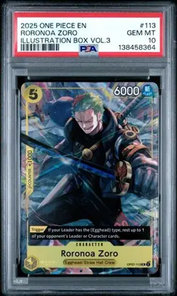Roronoa Zoro OP07-113 - One Piece Illustration Box Vol. 3 Promo - PSA 10 - Image 1