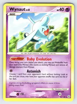 Wynaut 42/130 2007 Diamond & Pearl Base Set Pokemon Card TCG Rare - Lp/Mp - Image 1