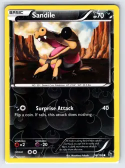 Sandile 56/106 2014 XY Flashfire Set Pokemon Card Reverse Holo Common - Nm/Vlp - Image 1
