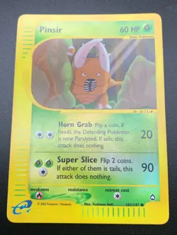 Pinsir 101/147 Uncommon Reverse Holo Aquapolis Pokemon NM 2002 - Image 1