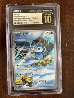 CGC 10 PRISTINE Piplup Illustration Rare 098/094 Phantasmal Flames Pokemon 2025 - Image 1