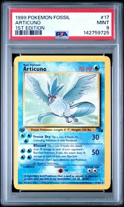 PSA 9 MINT 1999 POKEMON FOSSIL 17 ARTICUNO 1ST EDITION ENGLISH - Image 1