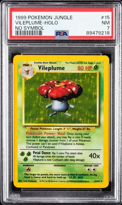 1999 POKEMON JUNGLE NO SYMBOL #15 VILEPLUME-HOLO PSA 7 - Image 1
