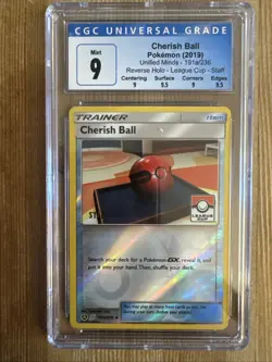 Cherish Ball - 191a/236 - Pokemon Unified Minds STAFF League Promo CGC 9 - Image 1