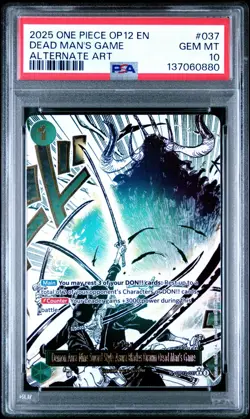 2025 ONE PIECE OP12-037 LEGACY OF THE MASTER DEAD MAN'S GAME ALT ART PSA 10 - Image 1
