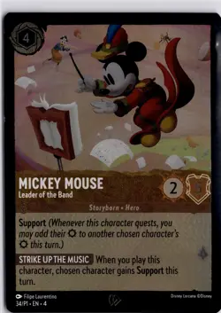 Disney Lorcana Mickey Mouse Leader of the Band Promo Card 34/P1 Trading Card - Image 3