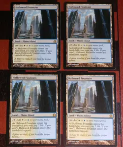 Mtg x4 Hallowed Fountain x4 NM Return to Ravnica Playset Shock Lands Magic - Image 1