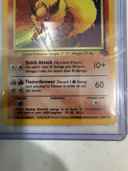 Flareon 70 HP 3/64 Jungle Holo Rare Pokemon TCG 1999 Unlimited English - Image 3