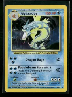 1999 Pokemon Base Set Gyarados #006/102 Holo Rare Lightly played - Image 1