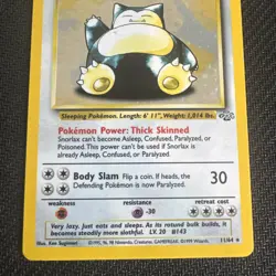 Pokemon TCG Snorlax Jungle Holo Rare Card 11/64 MP Condition - Image 3
