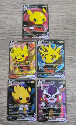 Pokemon Dragon Ball Super Goku Vegeta Frieza Jiren Pikachu Custom Cards Lot DBZ - Image 1