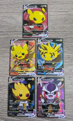 Pokemon Dragon Ball Super Goku Vegeta Frieza Jiren Pikachu Custom Cards Lot DBZ - Image 2
