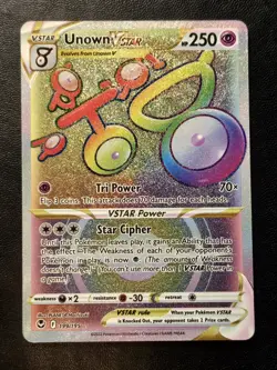 Unown VSTAR Silver Tempest 199/195 Pokemon TCG Rainbow Rare Pokemon Card - Image 1