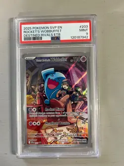 Team Rocket's Wobbuffet 203 Sv: Scarlet & Violet Promo Cards Holo PSA 9! - Image 1