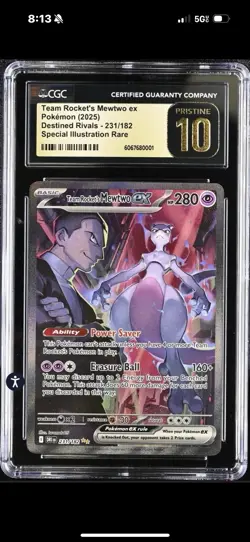 TEAM ROCKETS MEWTWO EX 231/182 Pokemon CGC 10 PRISTINE 2025 ILLUSTRATION RIVALS - Image 1