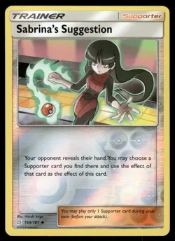 Pokemon Cards Sabrina's Suggestion 154/181 Reverse Holo Team Up Sun & Moon NM - Image 1