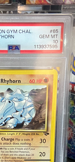 Pokemon Gym challenge 1st edition Blaine’s Rhyhorn PSA 10 - Image 3