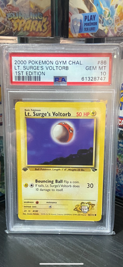 Pokemon Gym challenge 1st edition LT. Surge’s Voltorb PSA 10 - Image 1