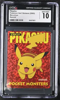 Pokemon Pikachu Marumiya Get! Sticker 2005 CGC 10 Gem Mint POP 1 Japan - Image 1