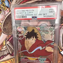 PSA 9 - Monkey D. Luffy ST10-006 1st Anniversary English Promo One Piece 2024 - Image 3