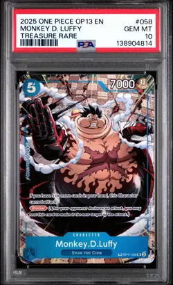 2025 ONE PIECE OP13 058 CARRYING ON HIS WILL MONKEY D LUFFY TREASURE RARE PSA 10 - Image 1