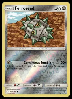 Pokemon Cards Ferroseed 102/181 Reverse Holo Team Up Sun & Moon NM - Image 1