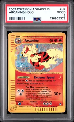 PSA 2 2003 Aquapolis Arcanine Holo Foil H2/H32 WOTC E-Reader WOTC Pokemon - Image 1