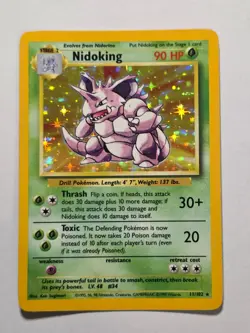 Nidoking 11/102 Base Set Rare Holo Pokemon Card WOTC 1999 - Excellent - Image 1