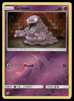 Pokemon Cards Grimer 62/181 Reverse Holo Team Up Sun & Moon NM - Image 1