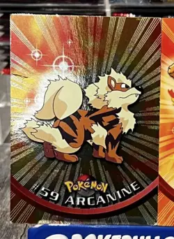 Arcanine Topps TV Animation Edition Holo Pokemon Card Black Logo - MP - Image 1