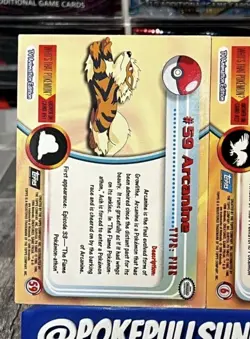 Arcanine Topps TV Animation Edition Holo Pokemon Card Black Logo - MP - Image 2