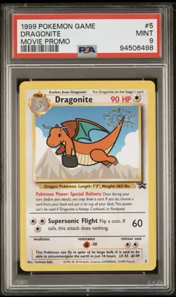 1999 Pokemon Game Dragonite Movie Promo #5 PSA 9 Mint - Image 1