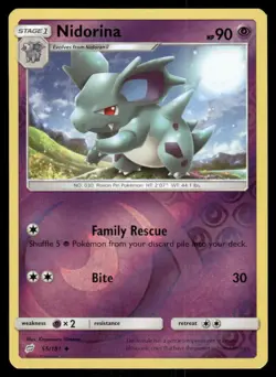 Pokemon Cards Nidorina 55/181 Reverse Holo Team Up Sun & Moon NM - Image 1