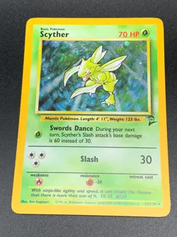 Scyther 17/130 Holo Rare Base Set 2 Pokemon NM 2000 WOTC Vintage T7 - Image 1