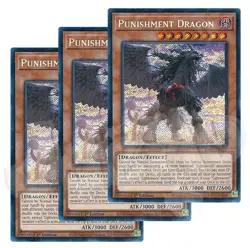 Yugioh - Punishment Dragon x 3 - 1st Edition Secret Rare NM - Free Holo Card - Image 1