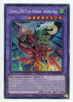 Yugioh Elemental Hero Flame Wingman-Infernal Rage BLMR-EN012 Secret Rare 1st NM - Image 1