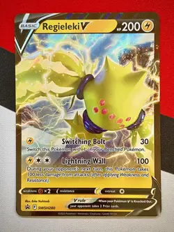 NEW 2023 Regieleki V Card SWSH280 Black Star Promo Pokemon Crown Zenith NM - Image 1