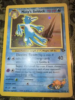 Pokemon Misty's Golduck Gym Challenge 12/132 Holo Rare Card Cut Off Swirl - Image 1